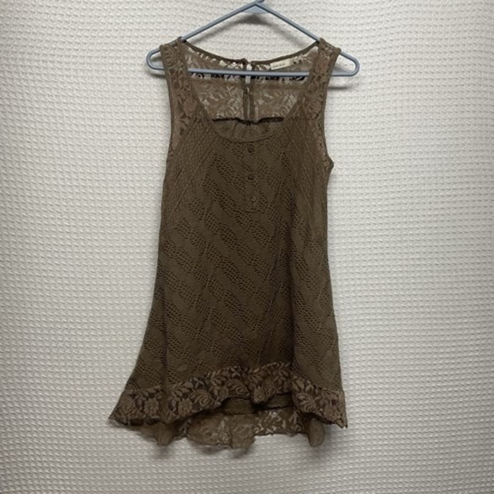 Blue Bird Brown Lace Hi Low Blank Sleeveles Tunic Women S China Cotton/Polyester